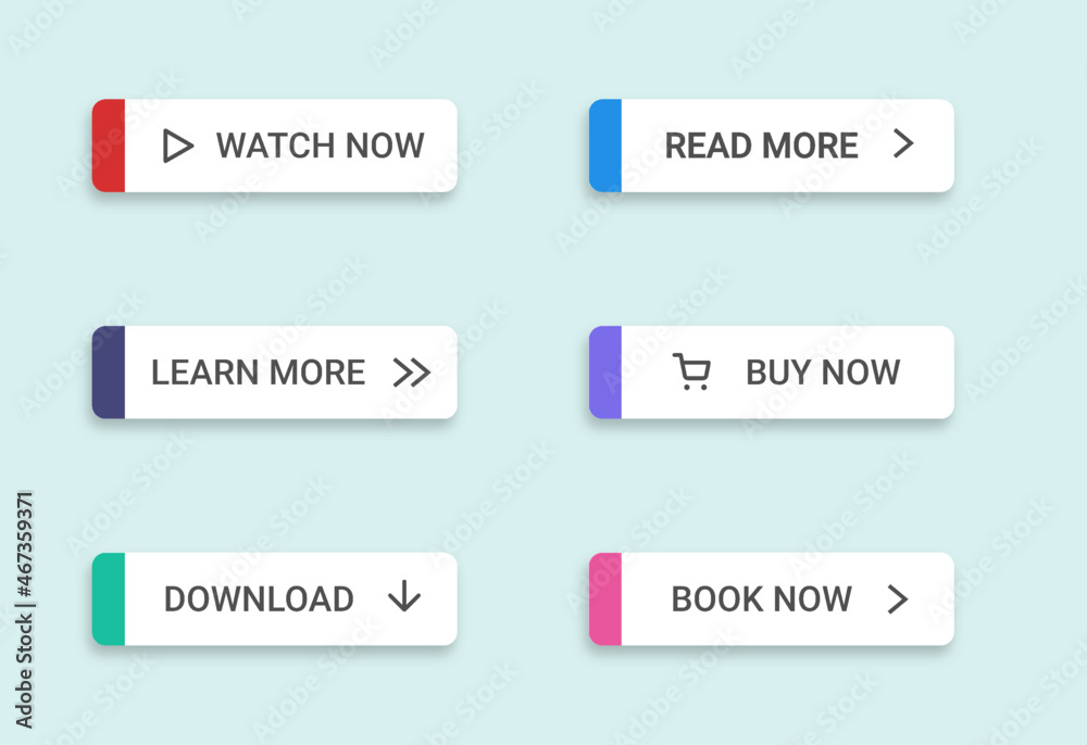 Set of vector modern material style buttons. Different colors of elements. Set of vector modern material style buttons. Different colors of elements.