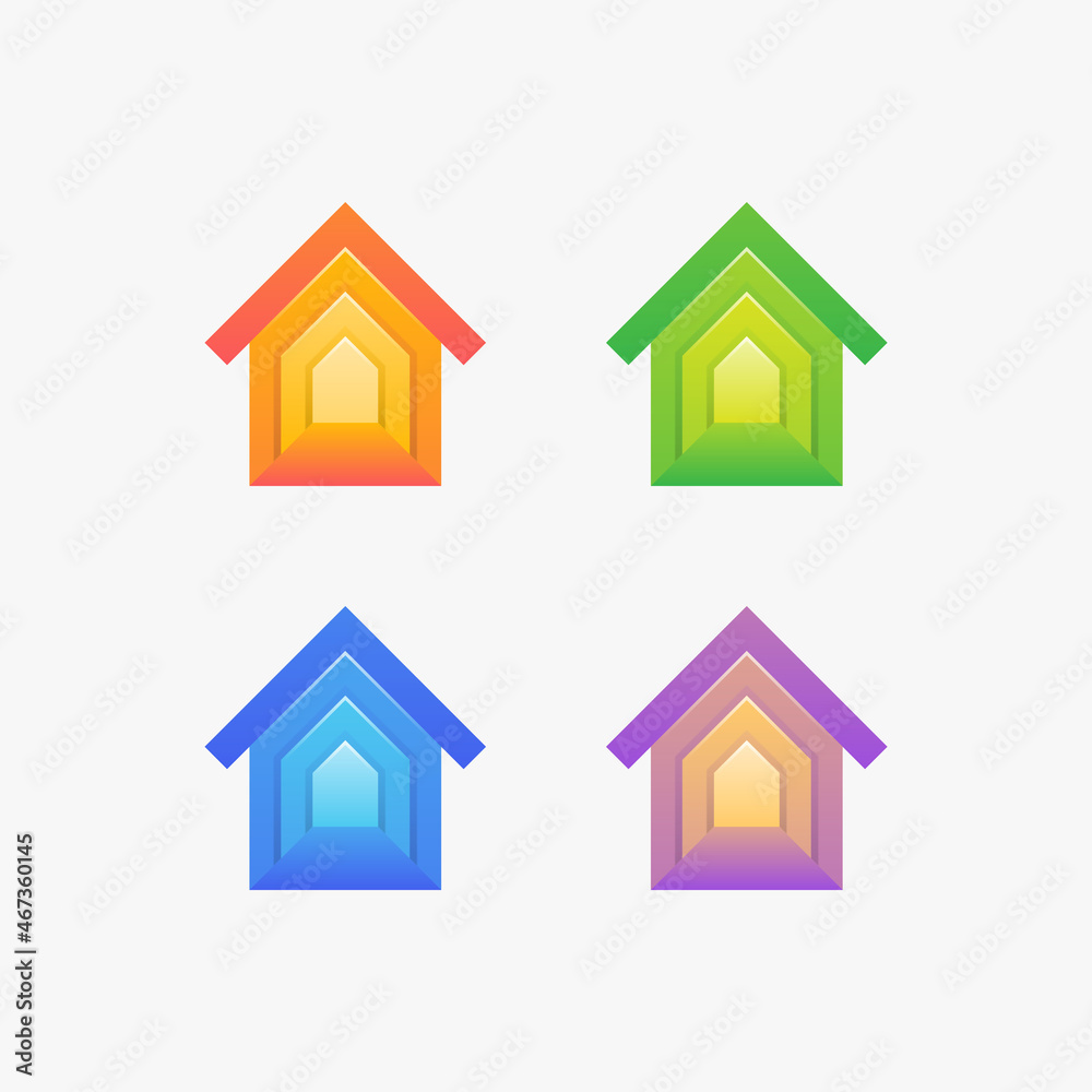 Set of colorful house logo Set of colorful house logo
