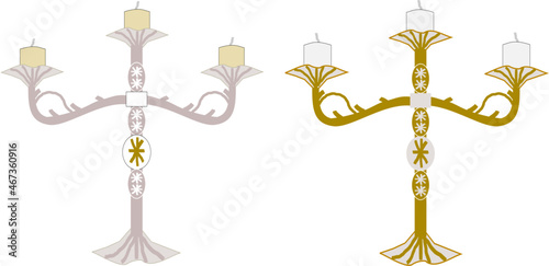 金と銀のろうそく立て