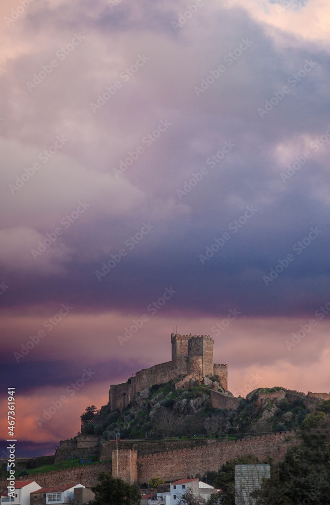 Luna Castle on winter season. Alburquerque, Extremadura