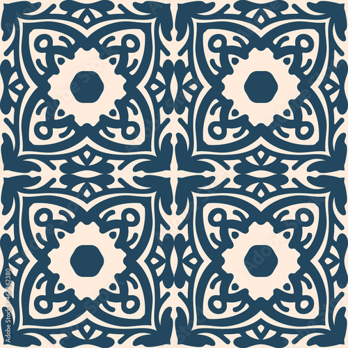 Black and white seamless pattern with arabesques