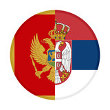 round icon with montenegro and serbia flags. vector illustration isolated on white background	