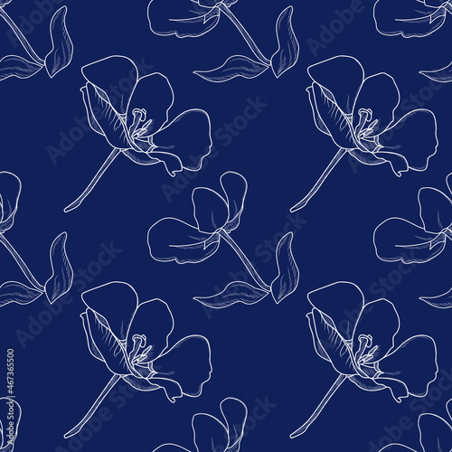 Vector Tulip Black White Line Pattern Design Textile Paper Advertising. 