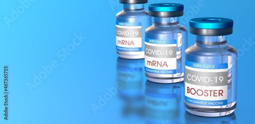 Canvas Print Covid-19 coronavirus booster vaccination concept. 3D rendering