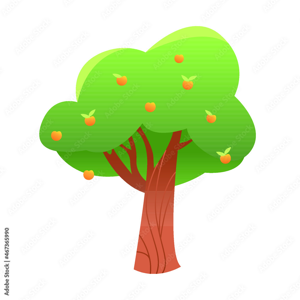 Apple tree isolated on white background. Vector illustration in a flat style. Clip art. Apple tree isolated on white background. Vector illustration in a flat style. Clip art.