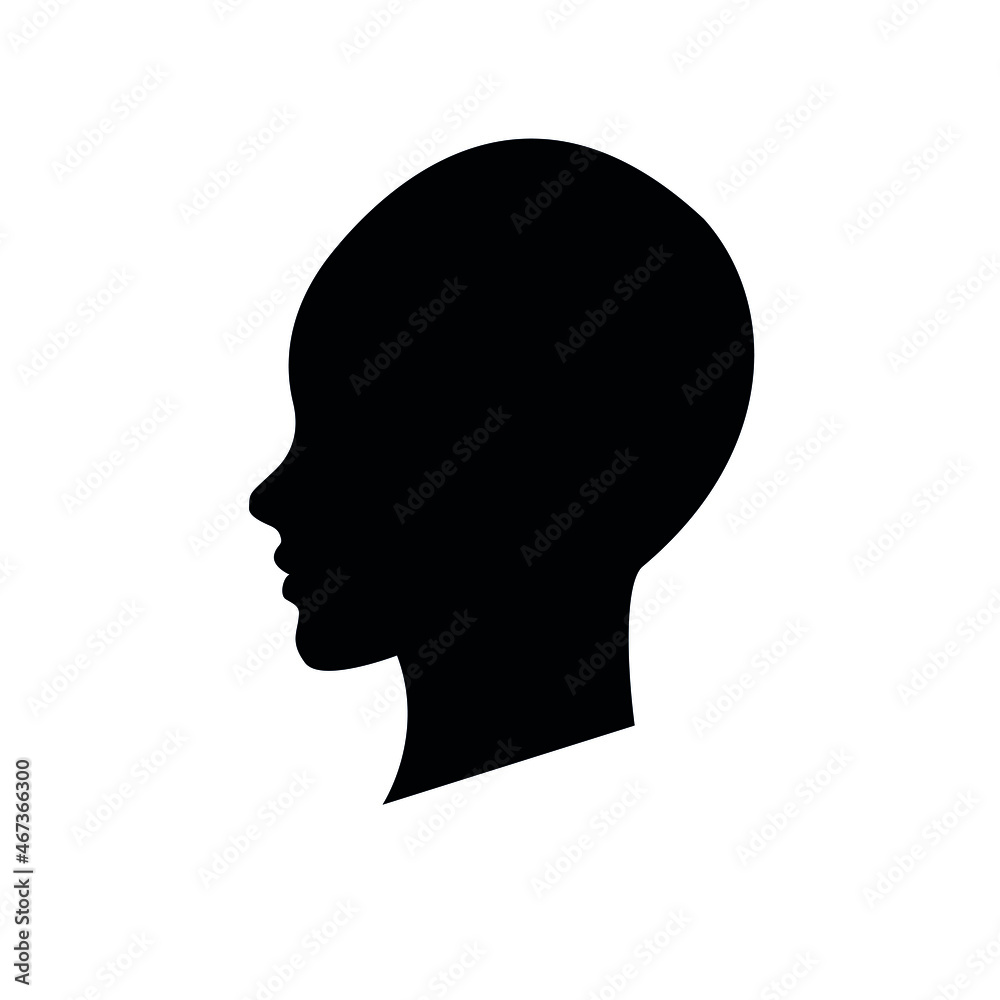 Bald head silhouette for stock vector, vector illustration, vector icon.