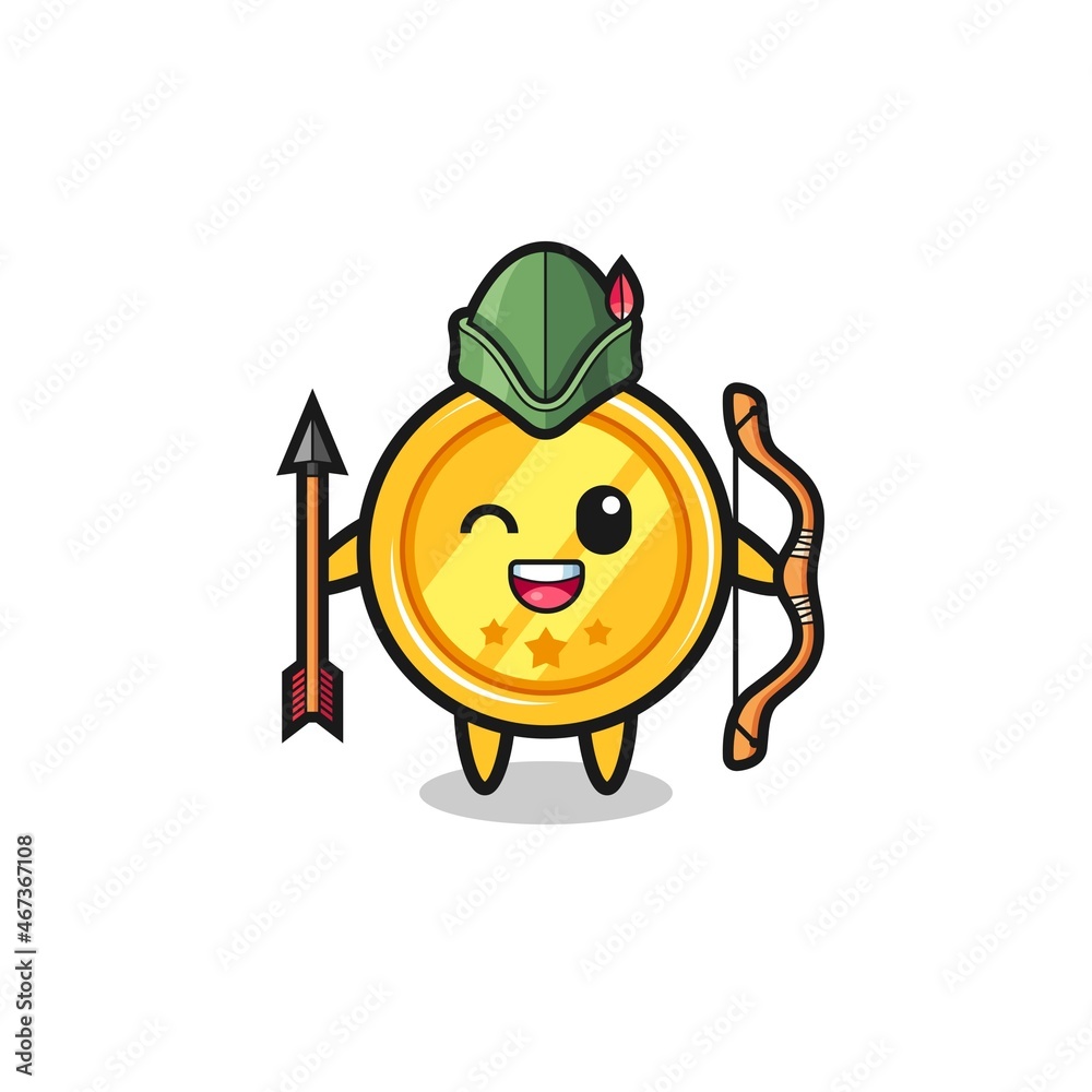 Fototapeta premium medal cartoon as medieval archer mascot