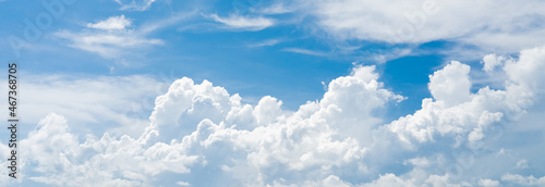 blue sky with clouds panoramic background.