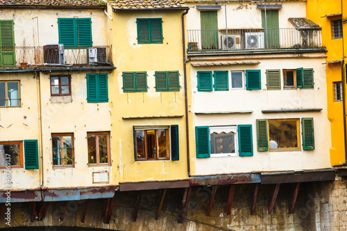 Detales of Ponte Vecchio, Florence, Italy. Windows, balconies, flowers © Moyseeva Irina