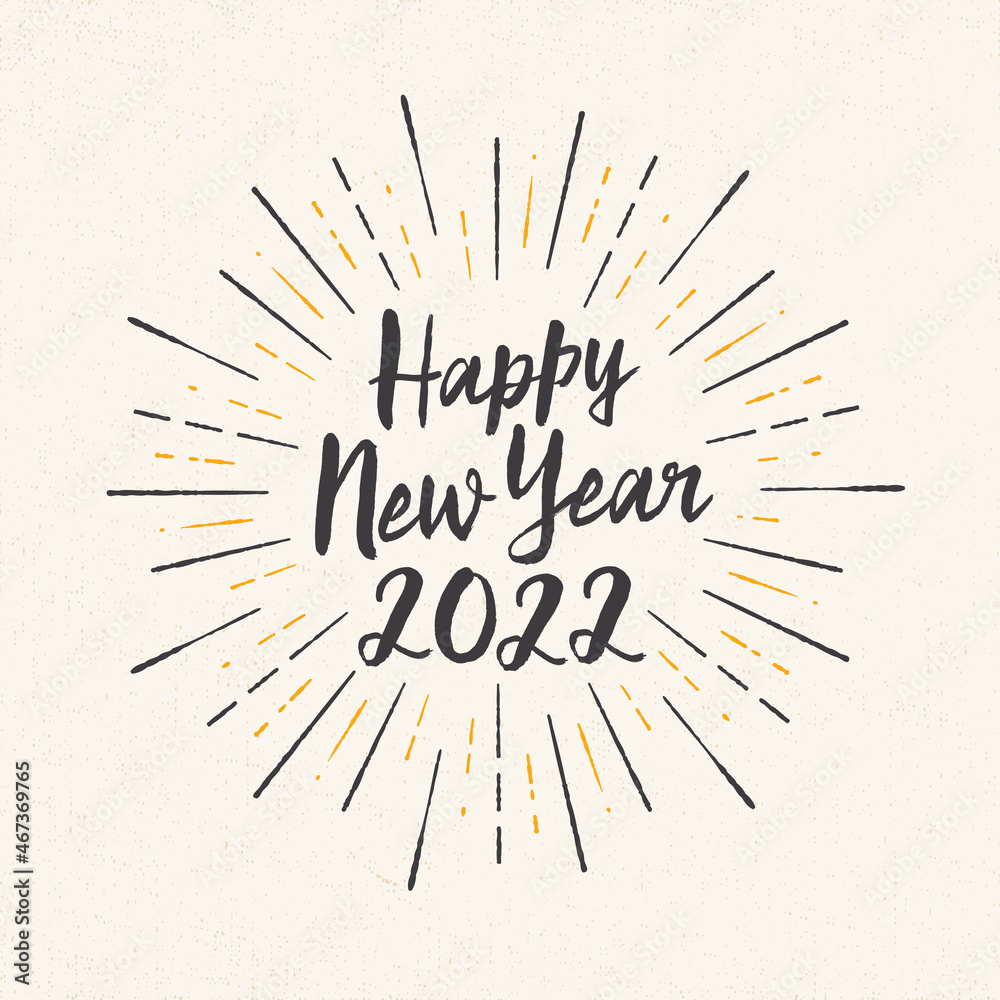 Handmade style greeting card - Happy New Year 2022 - Vector EPS10. For ...