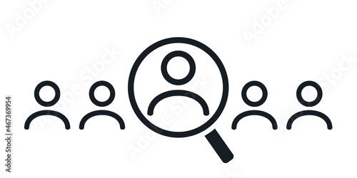 Employee search icon. Hiring worker, recruiting. Find user. Illustration vector