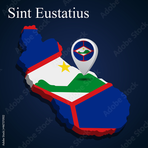 Flag of Sint Eustatius on map on dark background photo