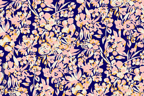 Feminine monochrome seamless pattern with lace pattern of flowers.