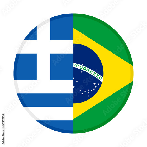round icon with greece and brazil flags. vector illustration isolated on white background