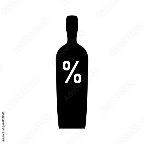 Wine Bottle Icon with Alcohol Volume Percentage Sign. Vector Image.