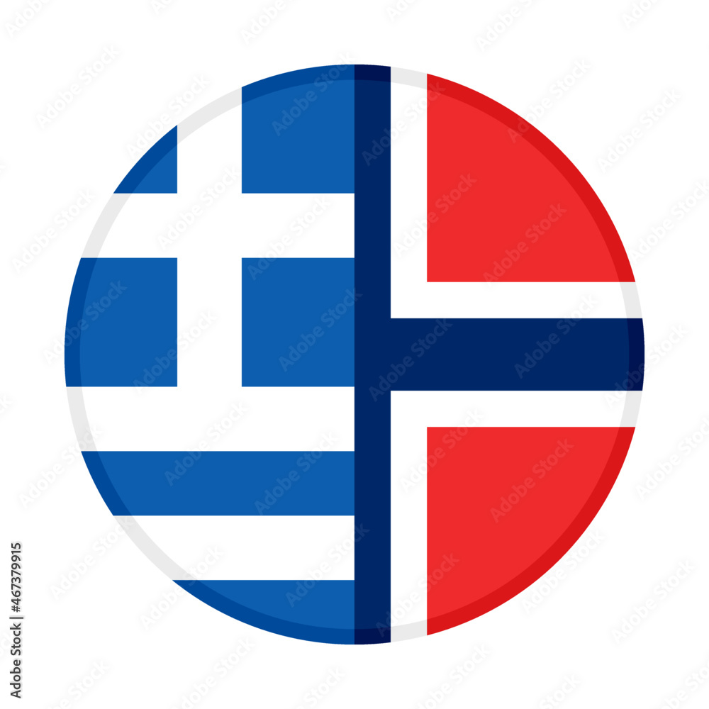 Fototapeta premium round icon with greece and norway flags. vector illustration isolated on white background