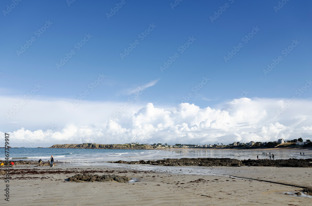 Town of Saint-Malo, a touristic icon in Brittany, seascape