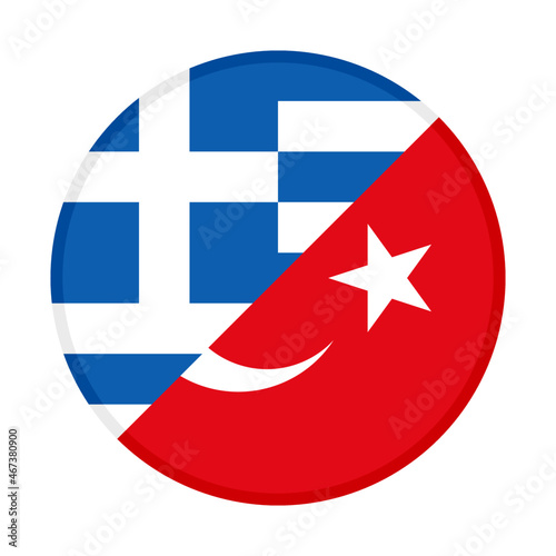 round icon with greece and turkey flags. vector illustration isolated on white background