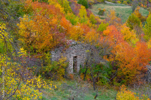 Scanno (Abruzzo, Italy) - The medieval village of Scanno, plunged over a thousand meters in the mountain range of the Abruzzi Apennines, province of L'Aquila, during the autumn with foliage photo