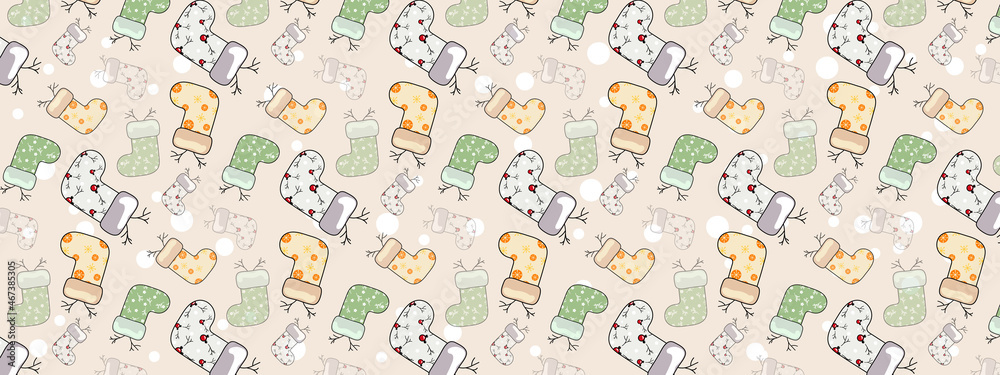 pattern socks christmas background green biege gray snowflakes new year horizontal banner pattern socks christmas background green biege gray snowflakes new year horizontal banner