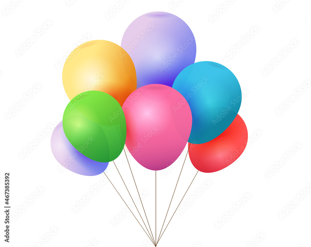 Balloons vector big birthday bunch isolated on white, large group of flying in air helium ballons transparent for happy party celebration realistic 3d gift cartoon, pink, gold, yellow and purple color Balloons vector big birthday bunch isolated on white, large group of flying in air helium ballons transparent for happy party celebration realistic 3d gift cartoon, pink, gold, yellow and purple color