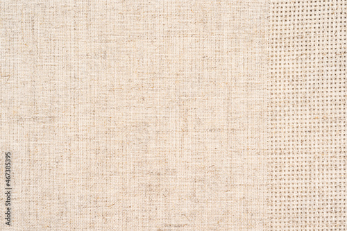 Natural beige linen texture as background with border for background or design recipe or menu concept