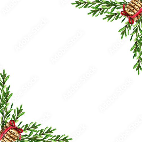 Christmas frames green branches