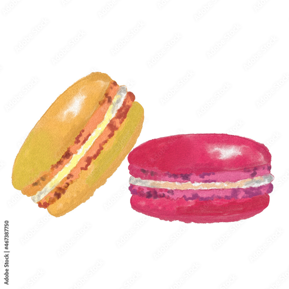 Watercolor clipart with almond cookies drawn by hand. Bakery menu, confectionery. Pastries, sweets. Isolated on white drawing. Watercolor clipart with almond cookies drawn by hand. Bakery menu, confectionery. Pastries, sweets. Isolated on white drawing.