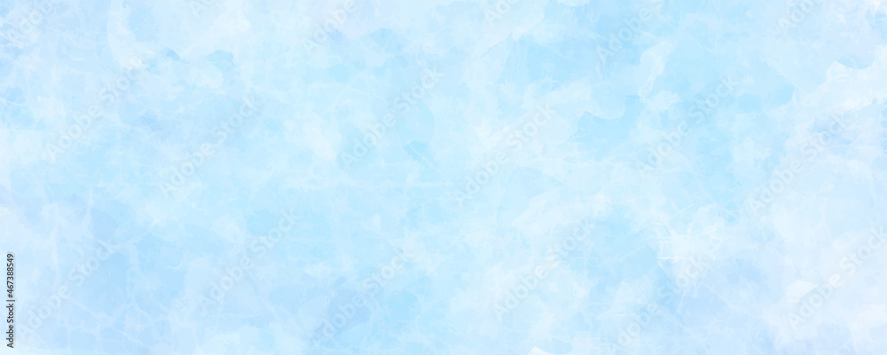 Vector watercolor blue and white texture for cards. Hand drawn vector texture. Pastel color watercolour banner. Splashes. Christmas background. Template for design.
