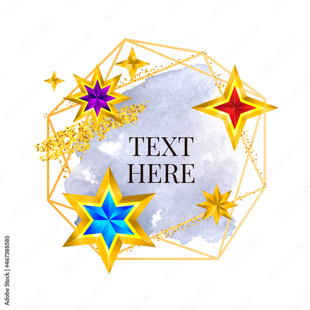 Gold frame paint Hand painted vector brush stroke. Perfect design for headline, logo and sale banner. Watercolor