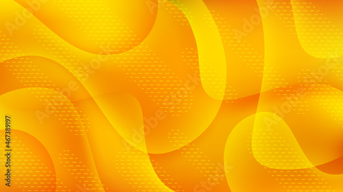 Dynamic vector background in 3D style with orange color. Fluid shapes composition.