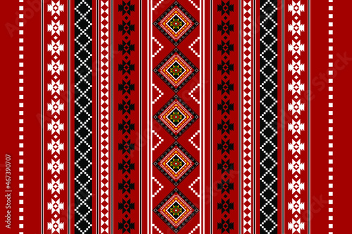 Geometric ethnic oriental seamless pattern traditional Design for background,carpet,wallpaper.clothing,wrapping,Batik fabric,Vector illustration.embroidery style - Sadu, sadou, sadow or sado