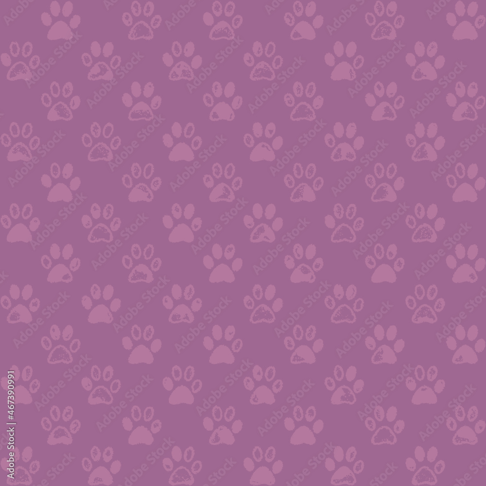 Paw prints in old rose tones; a seamless background pattern Paw prints in old rose tones; a seamless background pattern