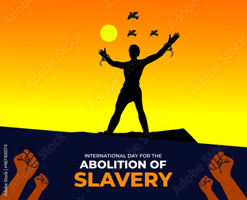 International Day for the Abolition of Slavery. December 2. Hand with Chain and background. Template for banner, card, poster. Vector illustration. photo