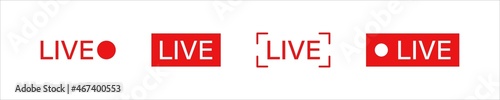 Live stream icon. Online broadcast stream vector set. Live streaming symbol isolated on white background.