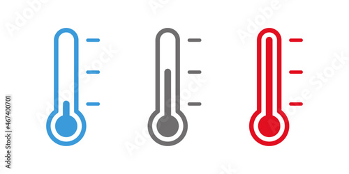 Temperature icon. Thermometer isolated vector sign. High low temperature symbol. Hot cold measurement heat cold icon on white background. photo