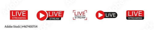 Live stream icon. Online broadcast stream vector set. Live streaming symbol isolated on white background.