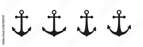 Anchor icon vector set. Marine nautical symbol isolated on white background. Tattoo anchor sign.
