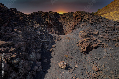 view of the rocks of mount etna