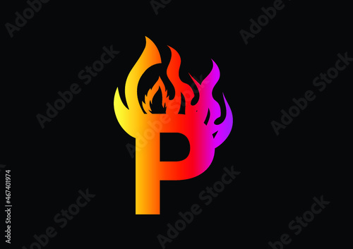 Fire P Letter Logo And Icon Design Template