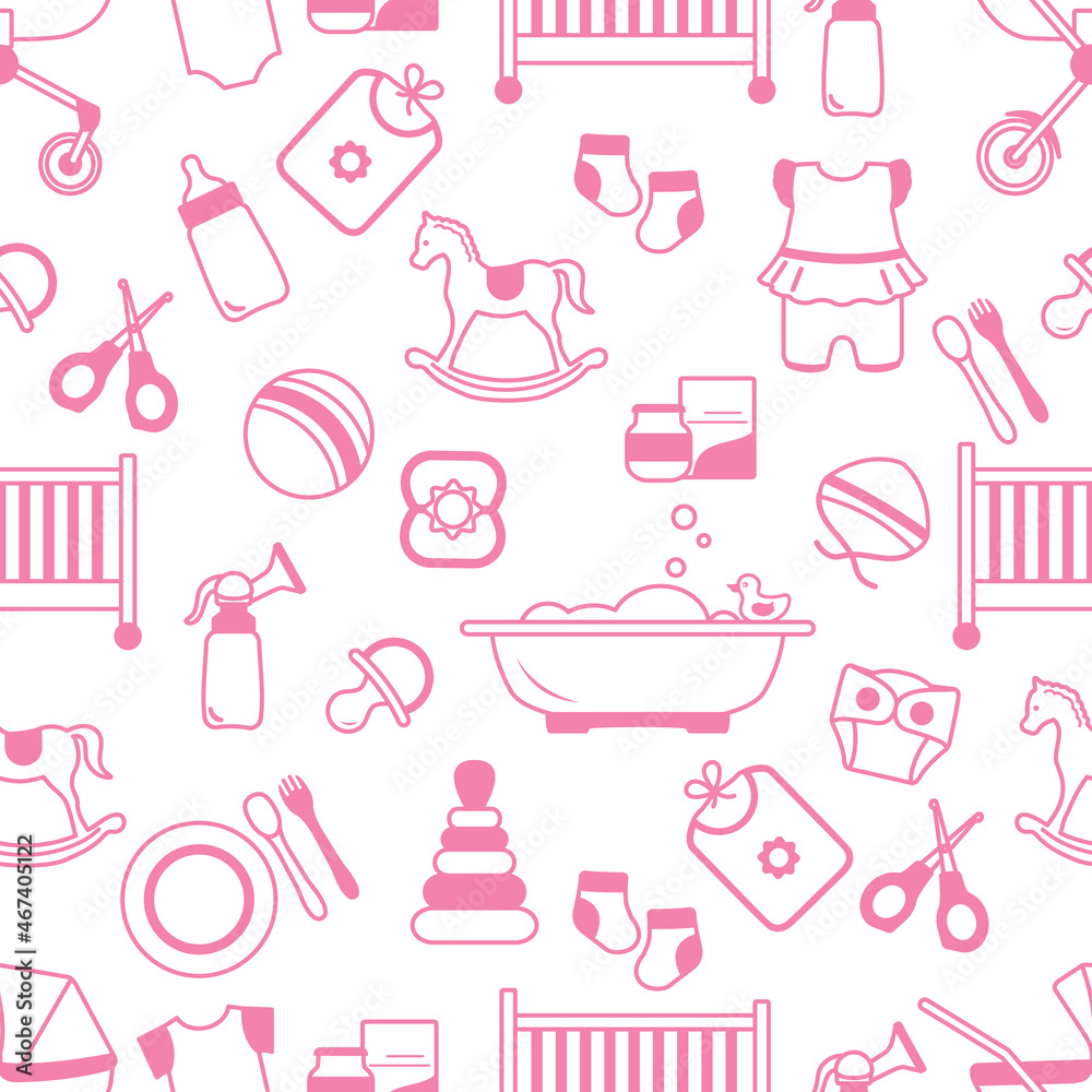 Vector Seamless Pattern Baby care Newborn Infant Vector Seamless Pattern Baby care Newborn Infant