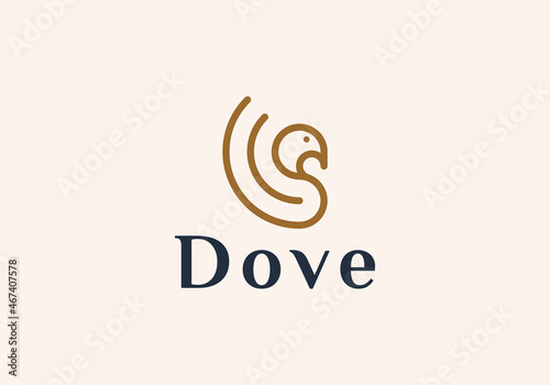 Peace dove line minimalist logo vector 