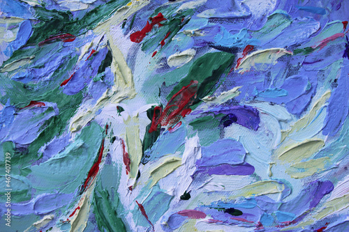 Texture painting. Abstract art background. Painting knife technique with acrylic  on canvas. Rough brushstrokes of paint.