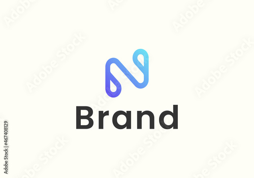 Letter N line outline Modern Logo Template Vector.
