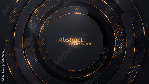 Abstract luxury layered vector background with paper cut decoration texture and golden glitters. © original logo