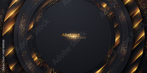 Abstract luxury layered vector background with paper cut decoration texture and golden glitters.