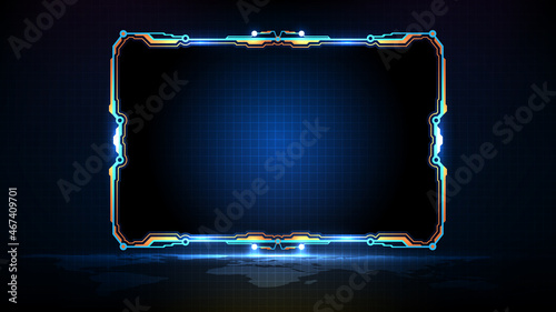 abstract futuristic background of blue glowing technology sci fi frame hud ui lower third