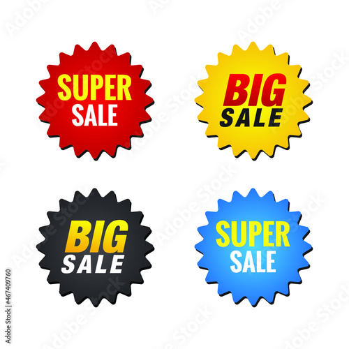 Super Sale, banner, template, design, Big sale, Red, Yellow, Black, Blue Vector illustration, EPS