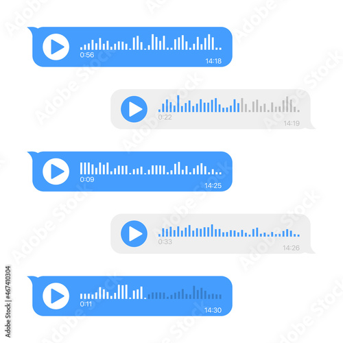 Voice messages bubbles social media icons . Vector illustration