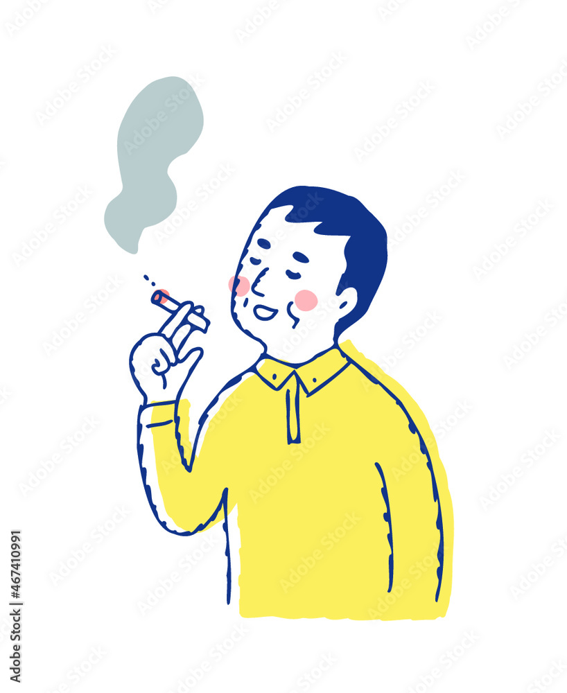 美味しそうにタバコを吸う男性
